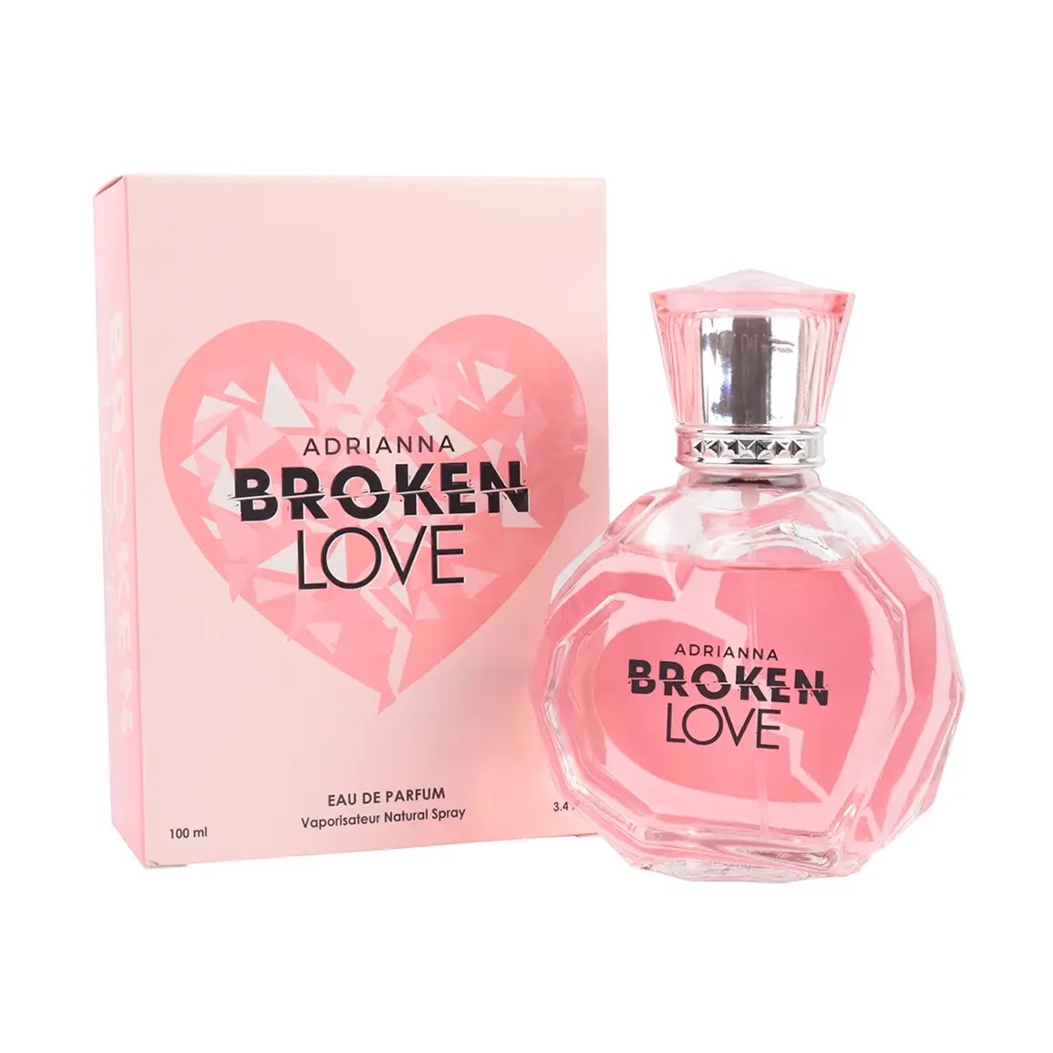 Adrianna Broken Love eau de parfum pink faceted bottle with heart design box